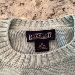 Lands' End Blue Crewneck Sweater Classic Knit